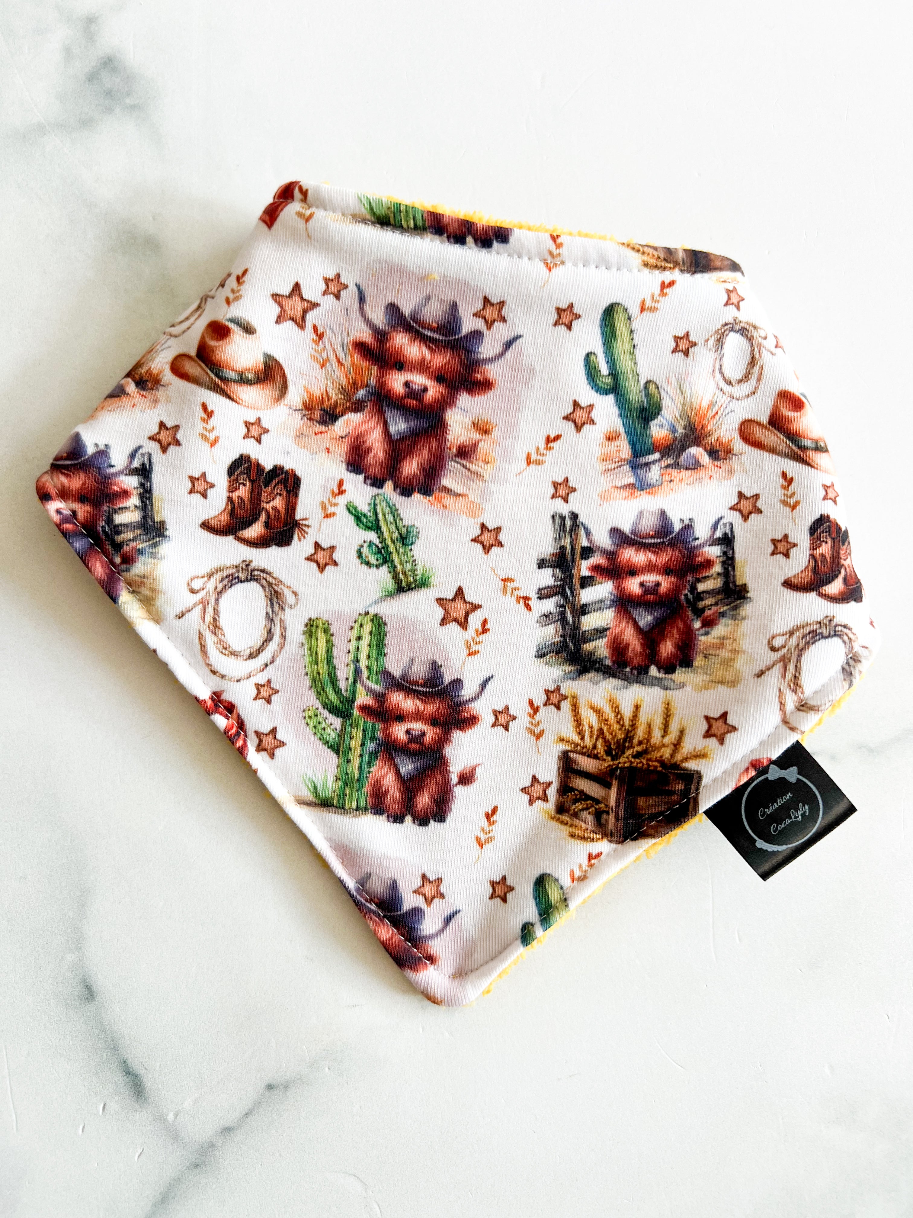 Bavoir vache highland cowboy ajustable