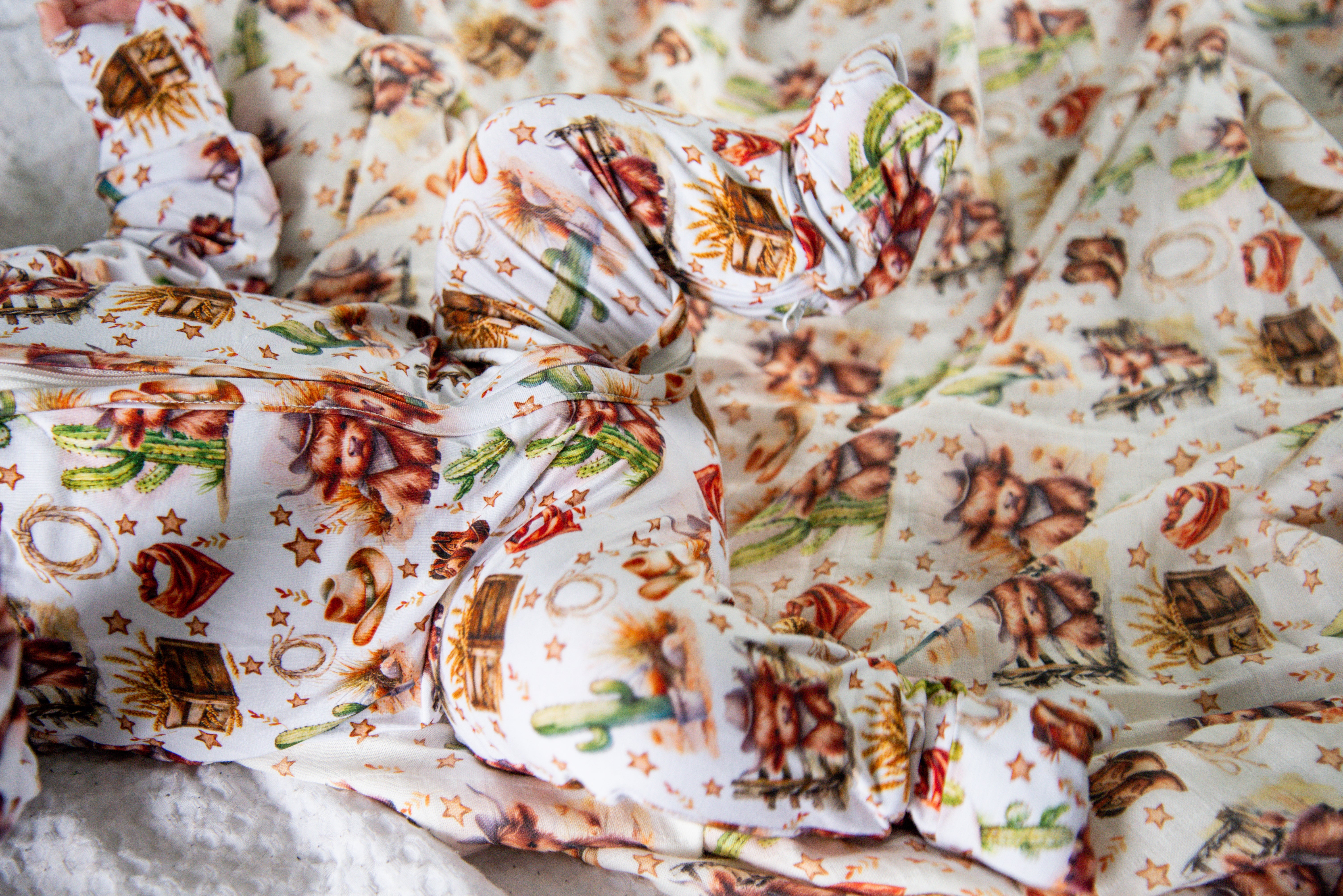 Mousseline de bambou vache highland cowboy