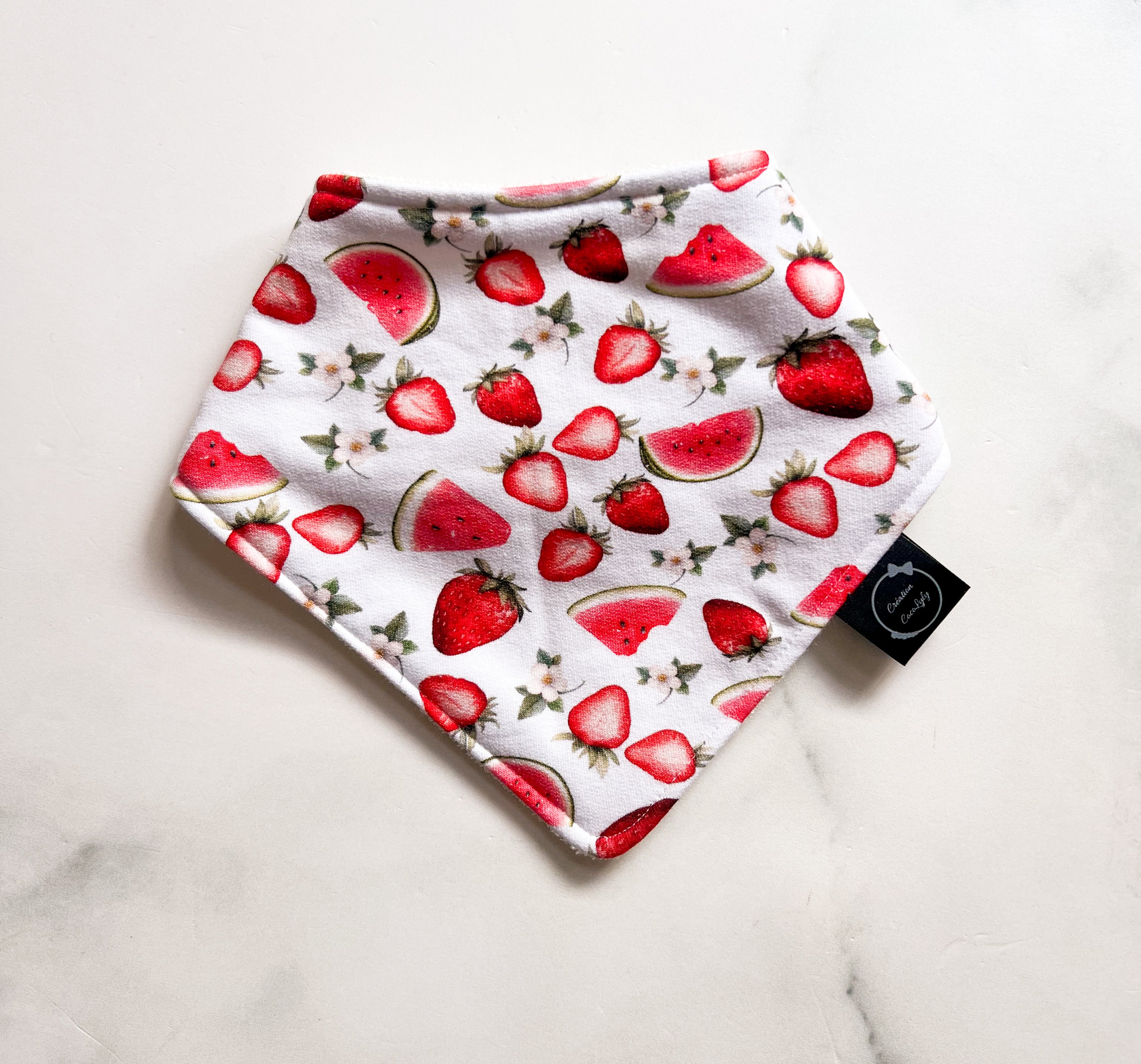Bavoir fraises et melons ajustable