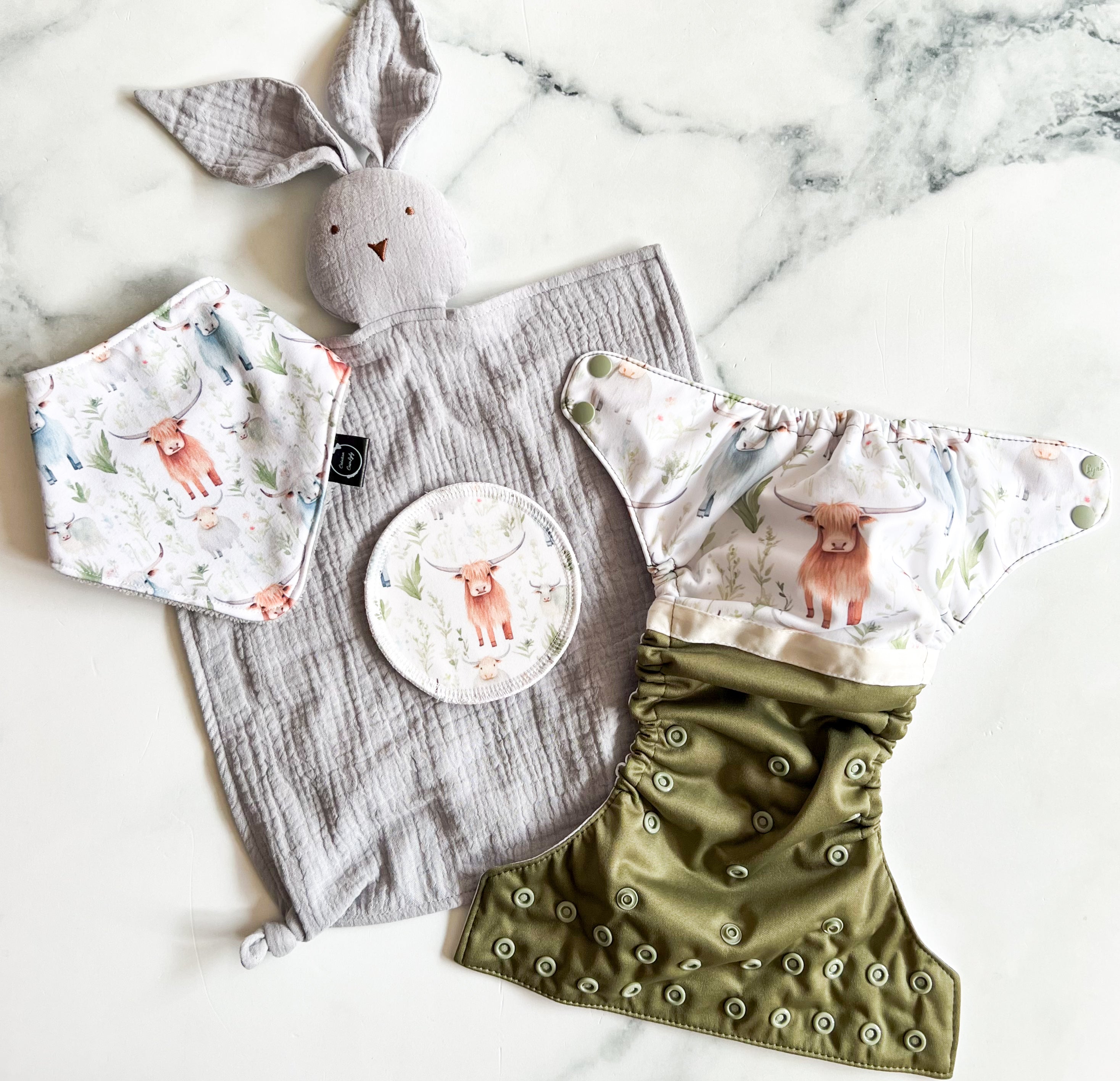 Couche lavable à poche vache highland de la marque Lya