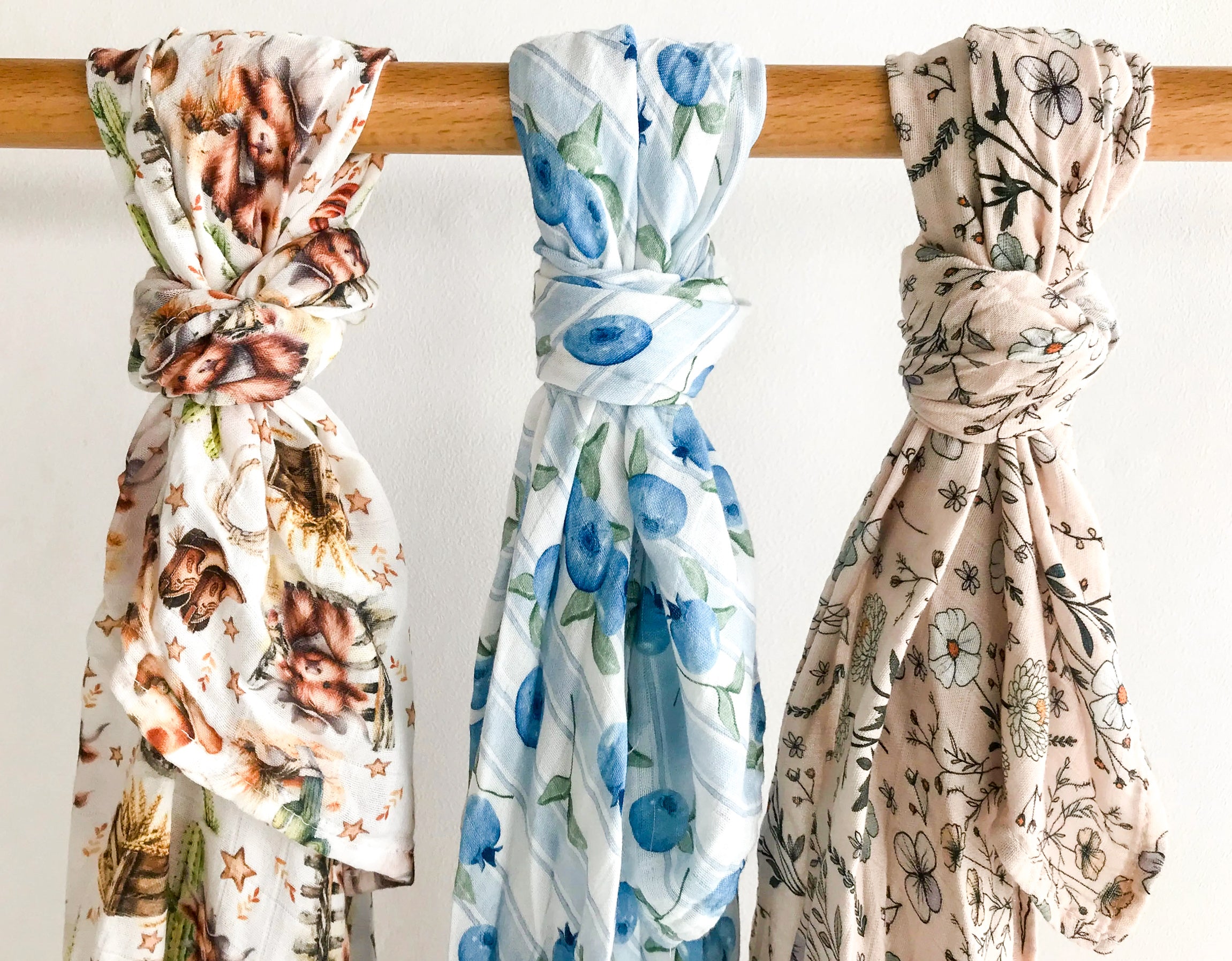 Mousseline de bambou vache highland cowboy