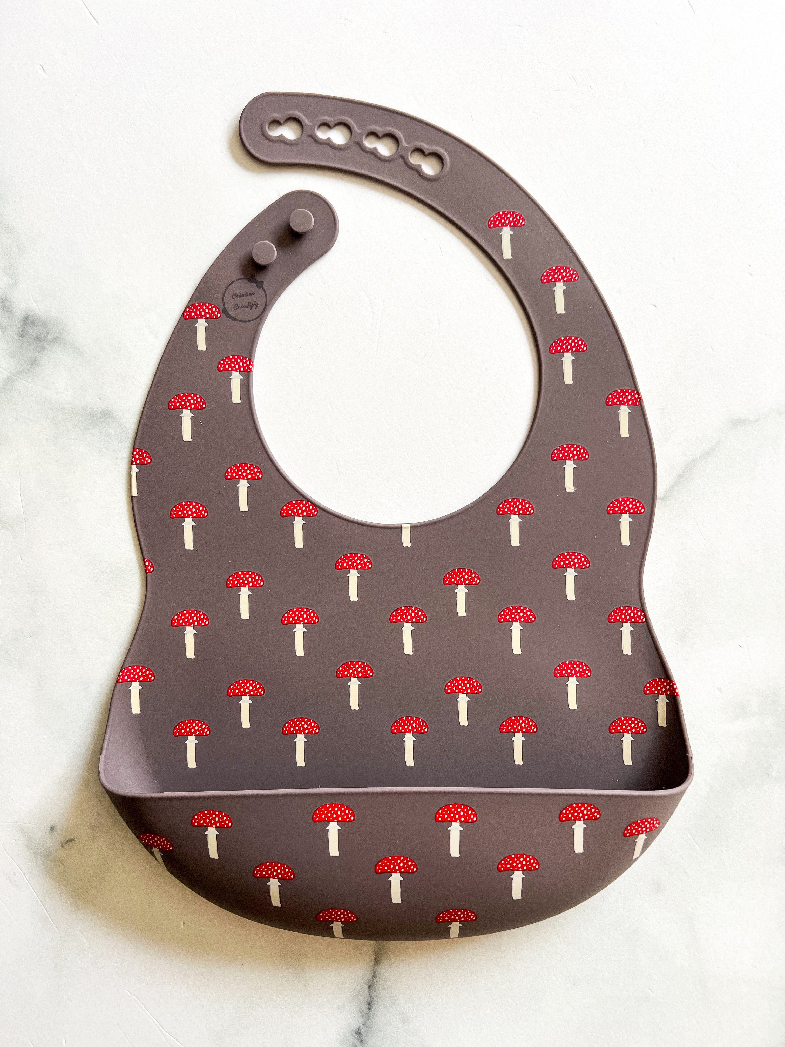 Bavette en silicone avec motifs champignons