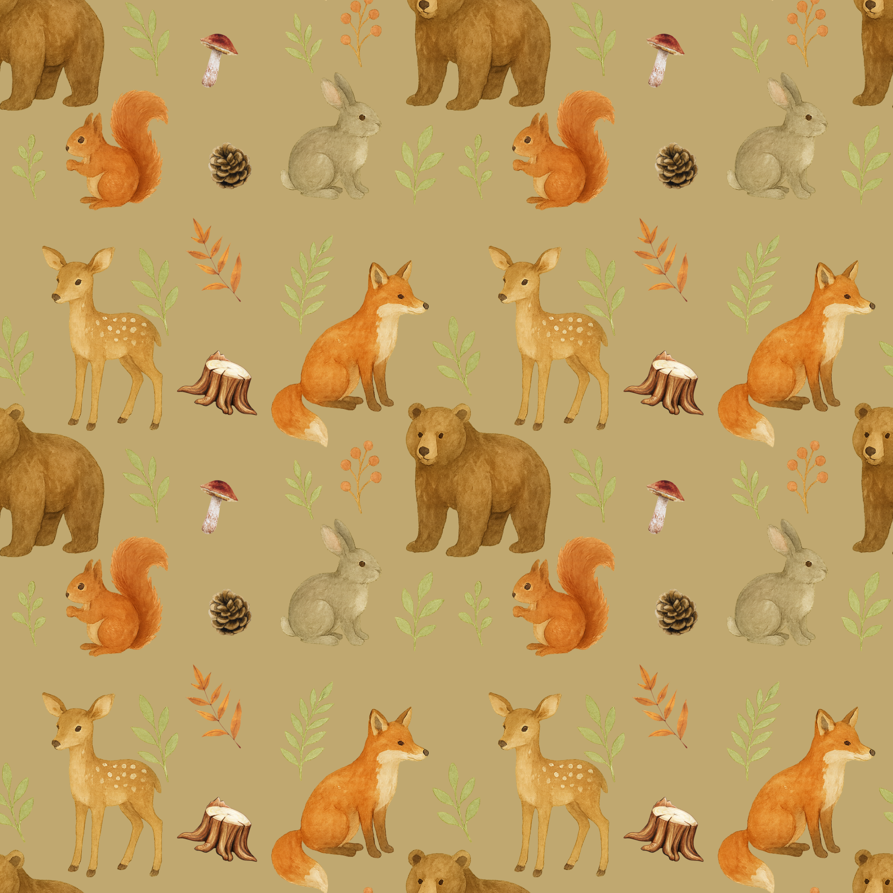 🦊Grande mousseline de bambou les copains des bois