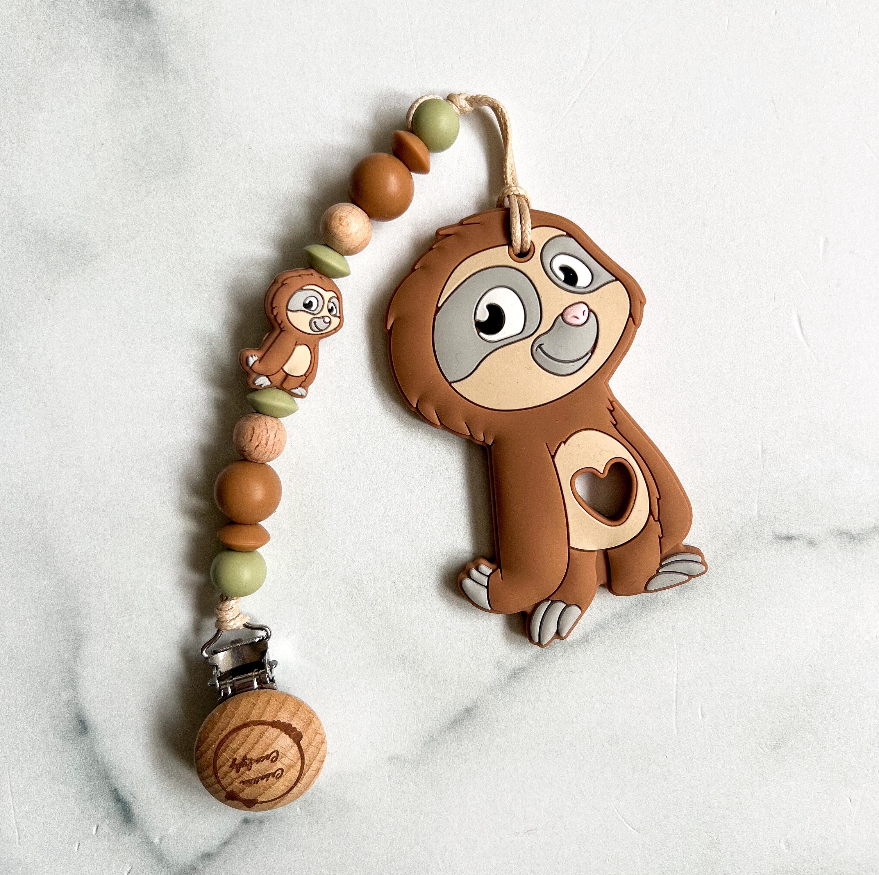 Duo attache suce et jouet de dentition paresseux