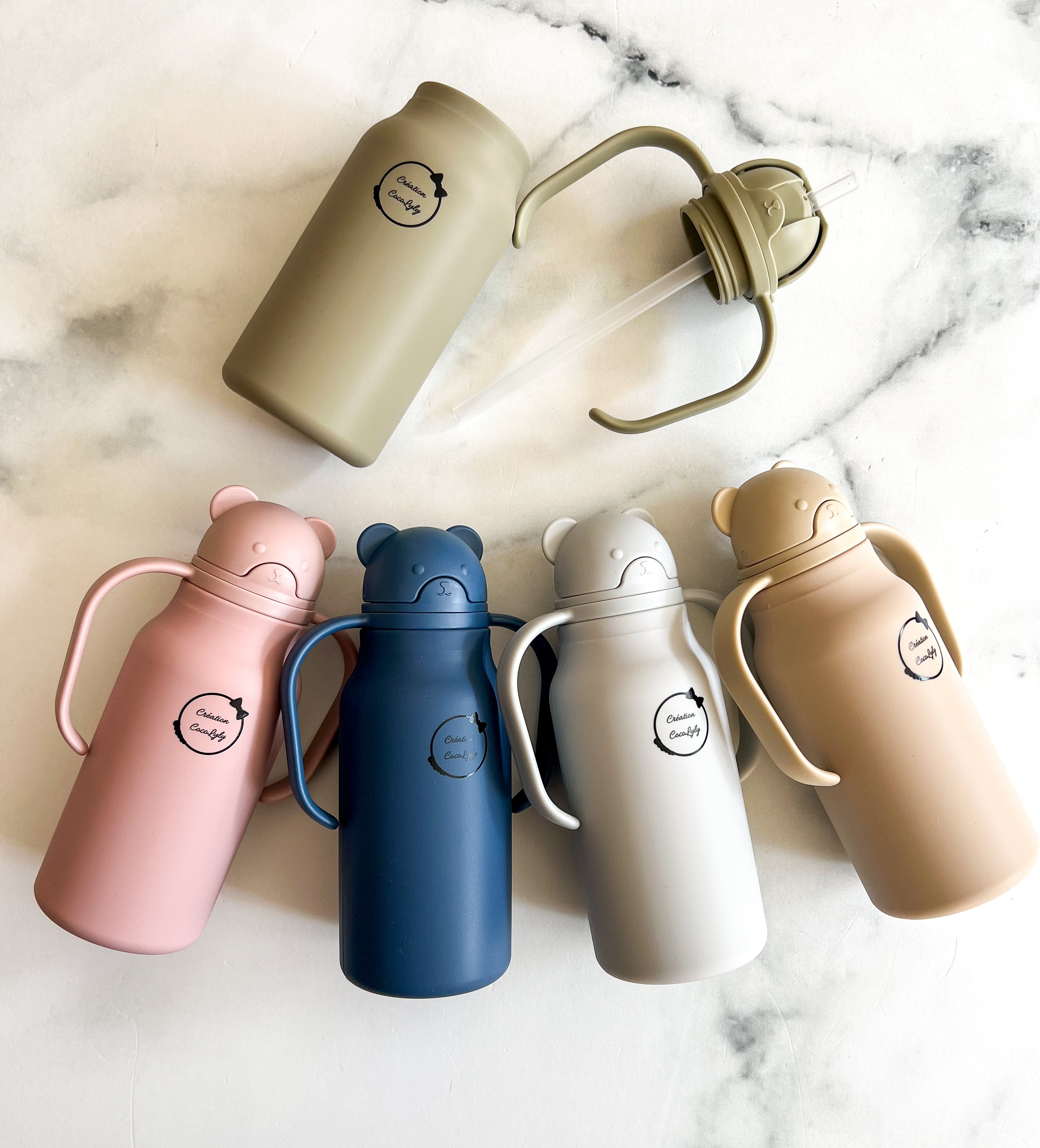 Bouteille à paille ourson en silicone