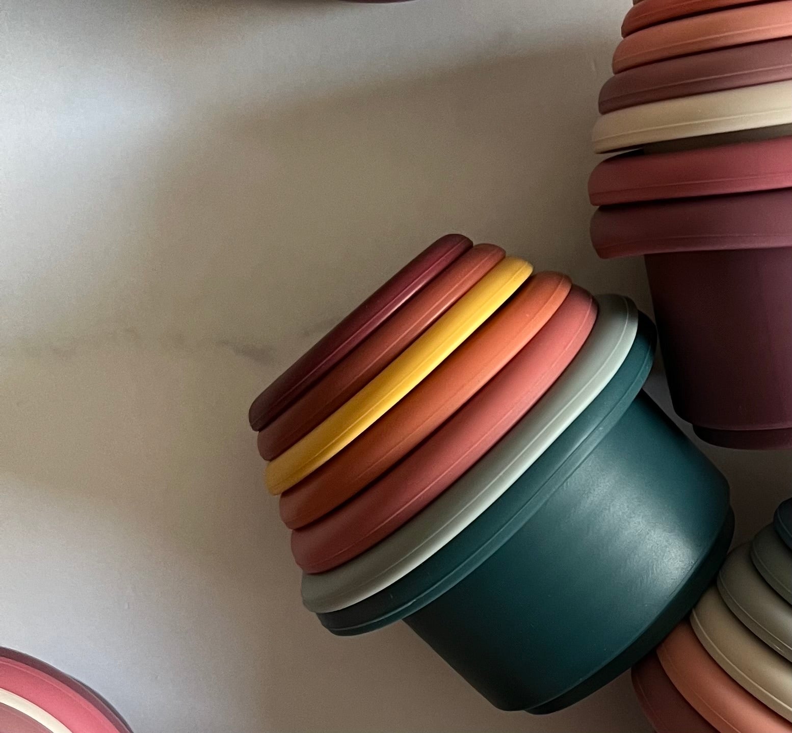 Ensemble de tasses empilables en silicone pour le bain(7 pièces)