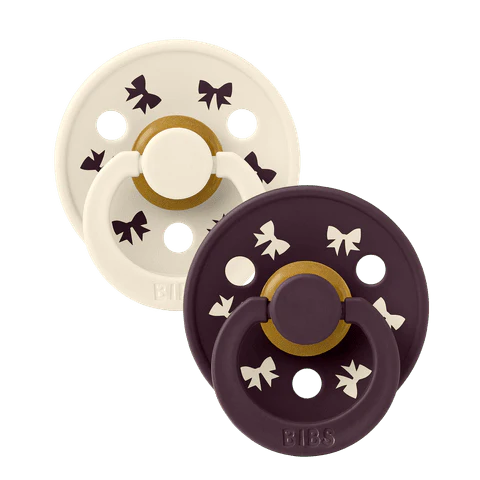 Suce bibs 0-6 mois Holiday Leaf Ivory/plum pack de 2