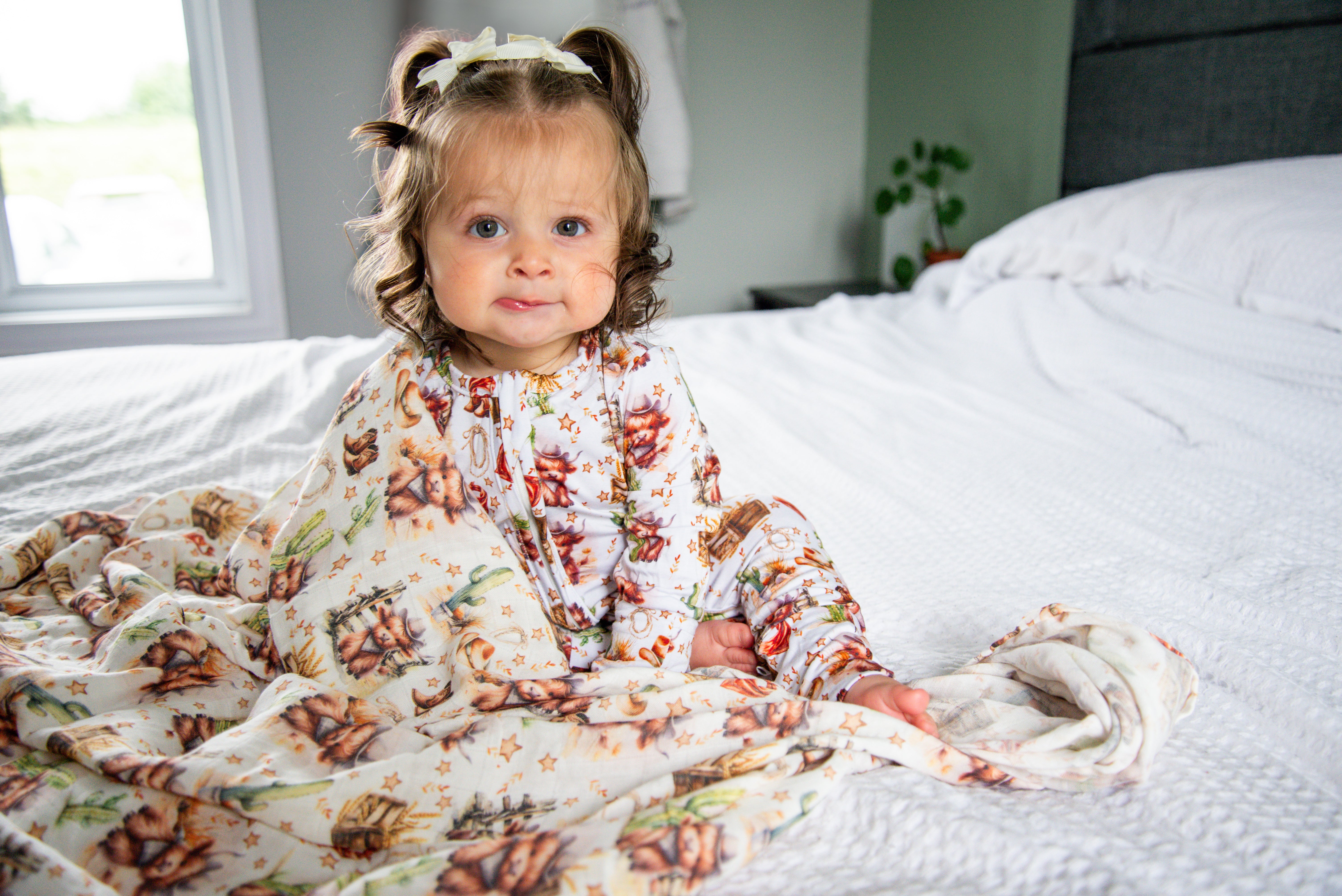 Mousseline de bambou vache highland cowboy