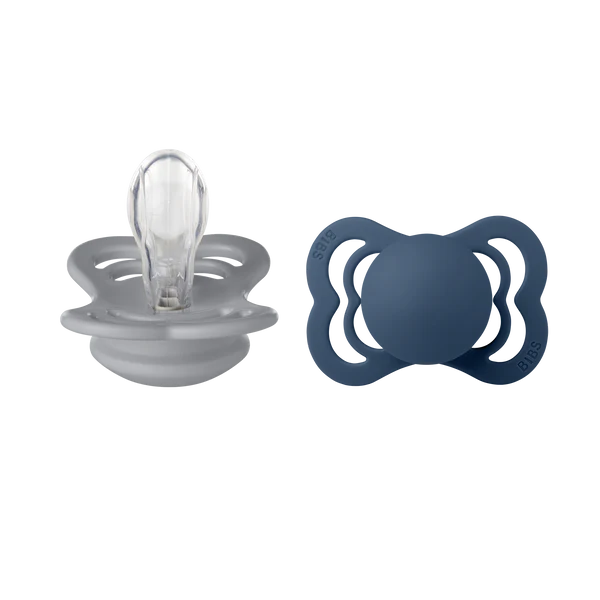 Bibs suprême silicone 6-18mois Island Cloud/steel blue pack de 2