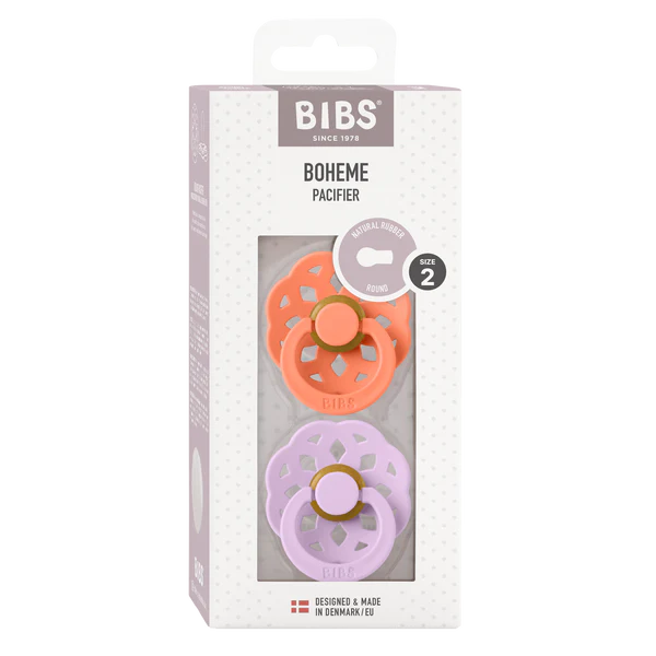 Suce bibs 6-18 mois boheme Papaya/Violet sky pack de 2