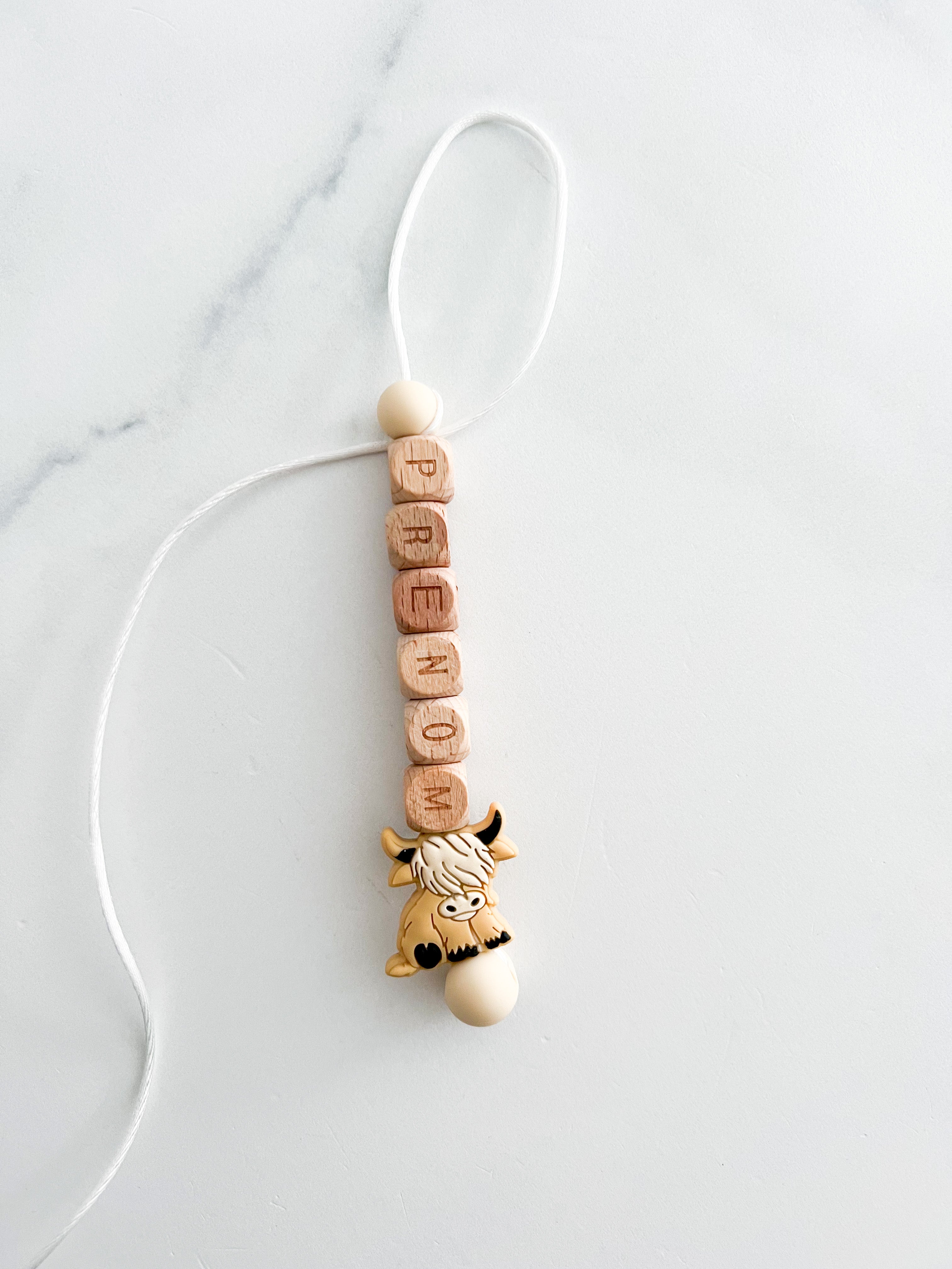 Identifiant style attache zip prénom modèle vache highland