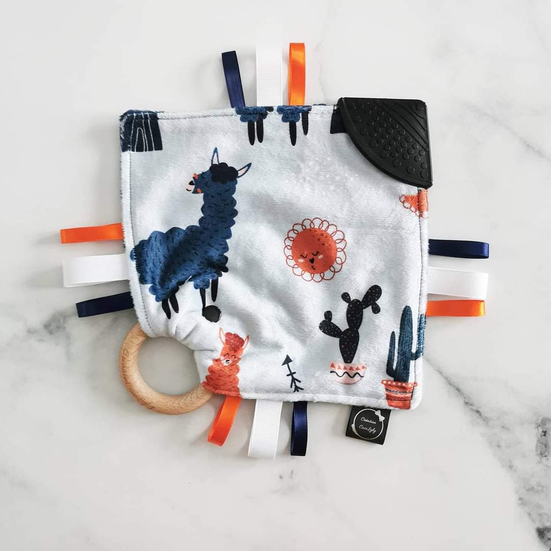 Doudou étiquettes de dentition lama