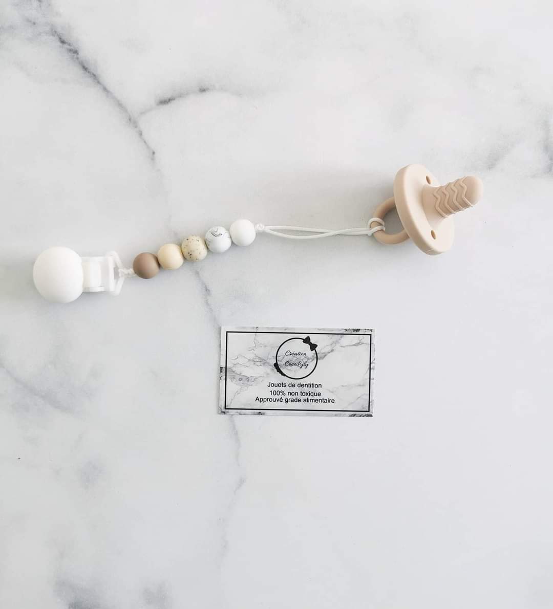 Duo Attache suce mini et suce de dentition beige