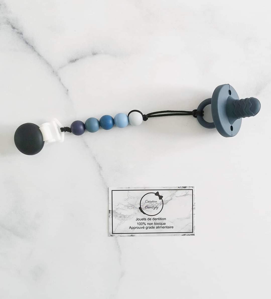 Duo Attache suce mini et suce de dentition bleu marin