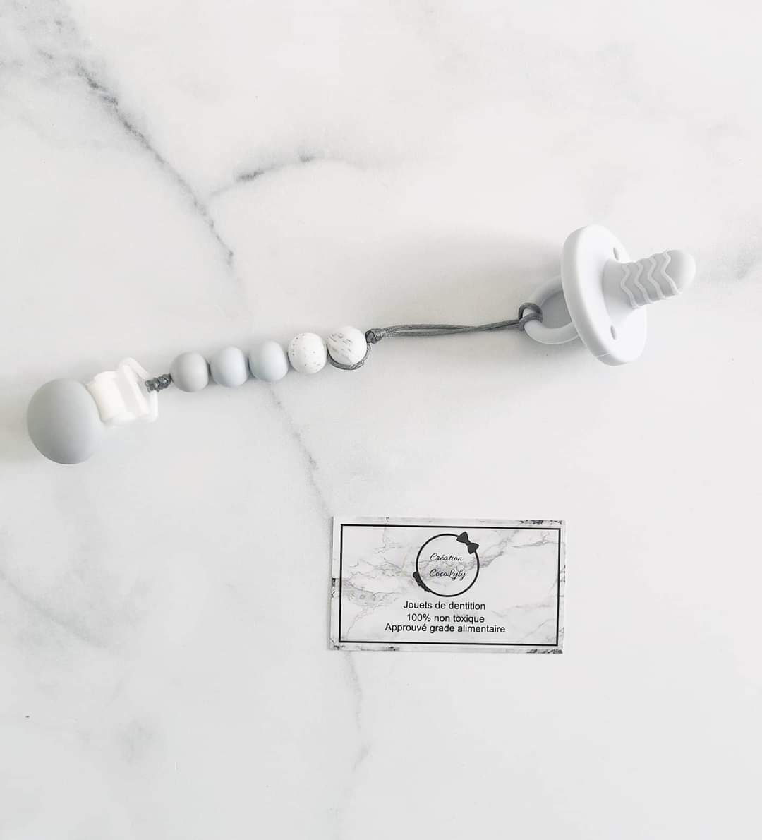 Duo Attache suce mini et suce de dentition gris pâle