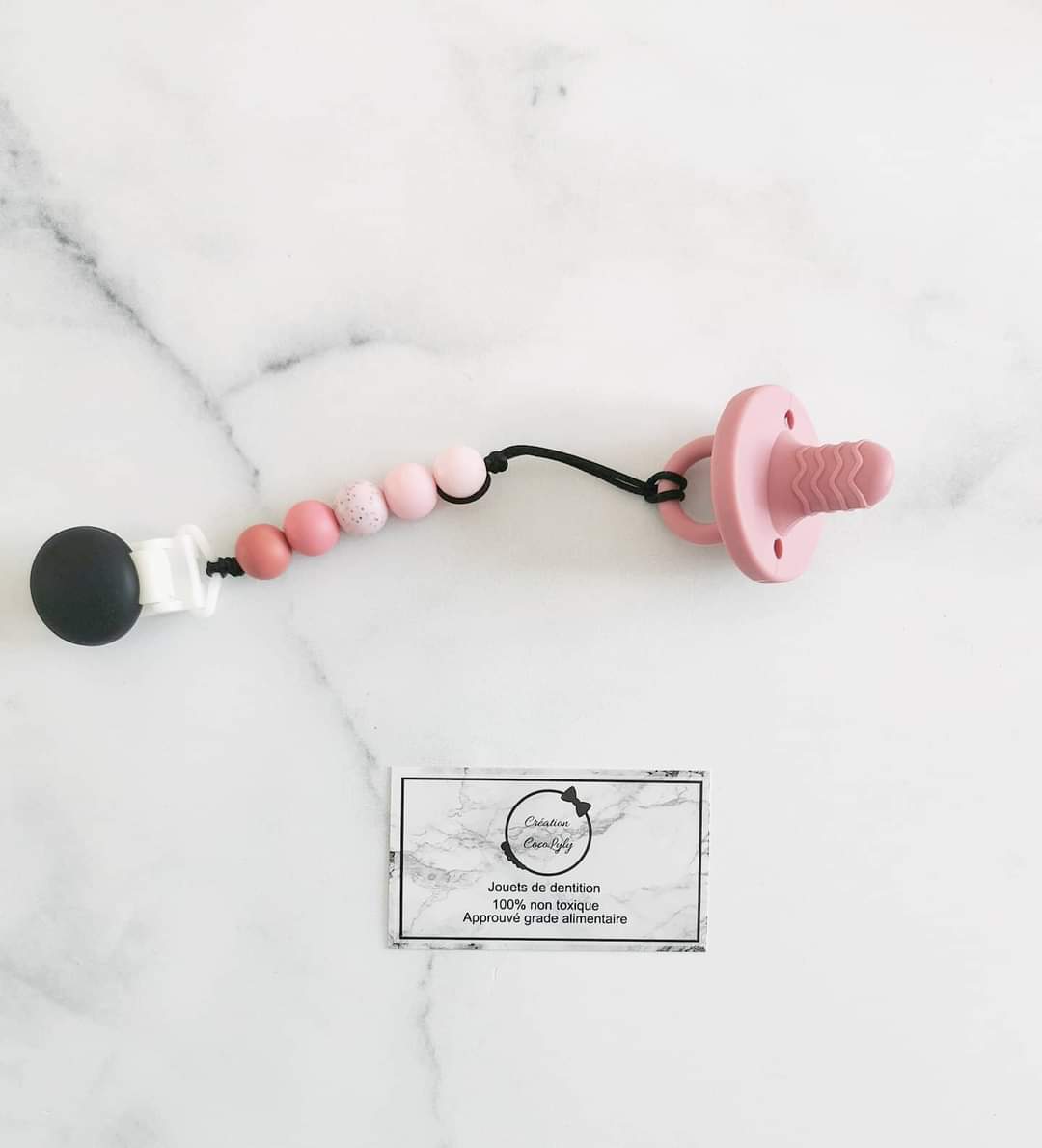 Duo Attache suce mini et suce de dentition rose profond