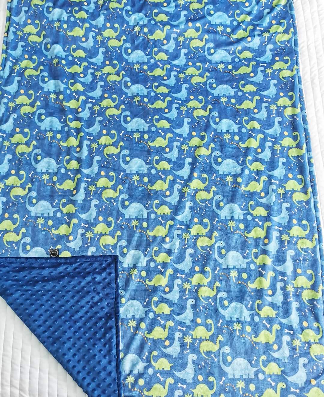 PRÉCOMMANDE Doudou basinette dino bleu doublé