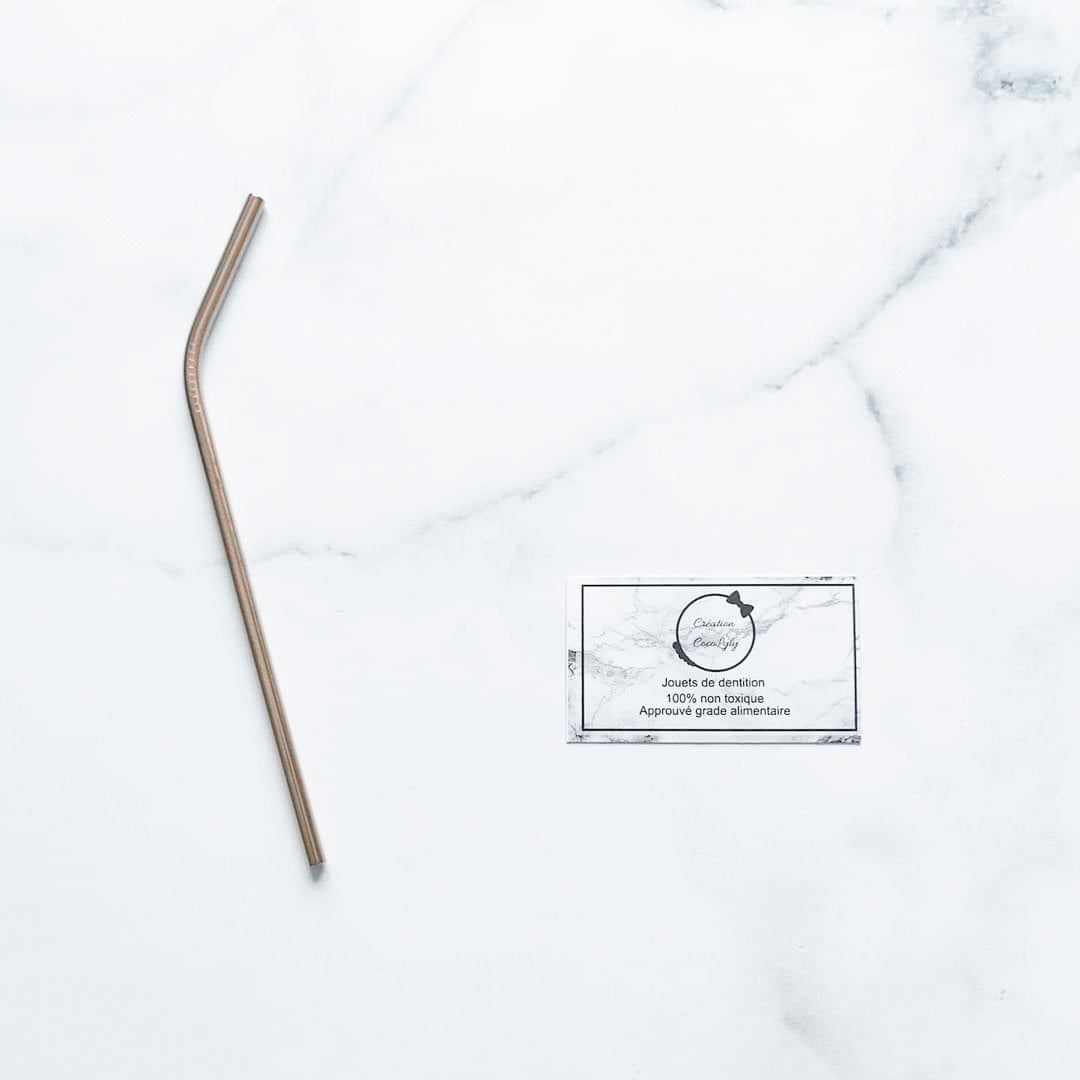 Paille en acier inoxydable réutilisable golden rose