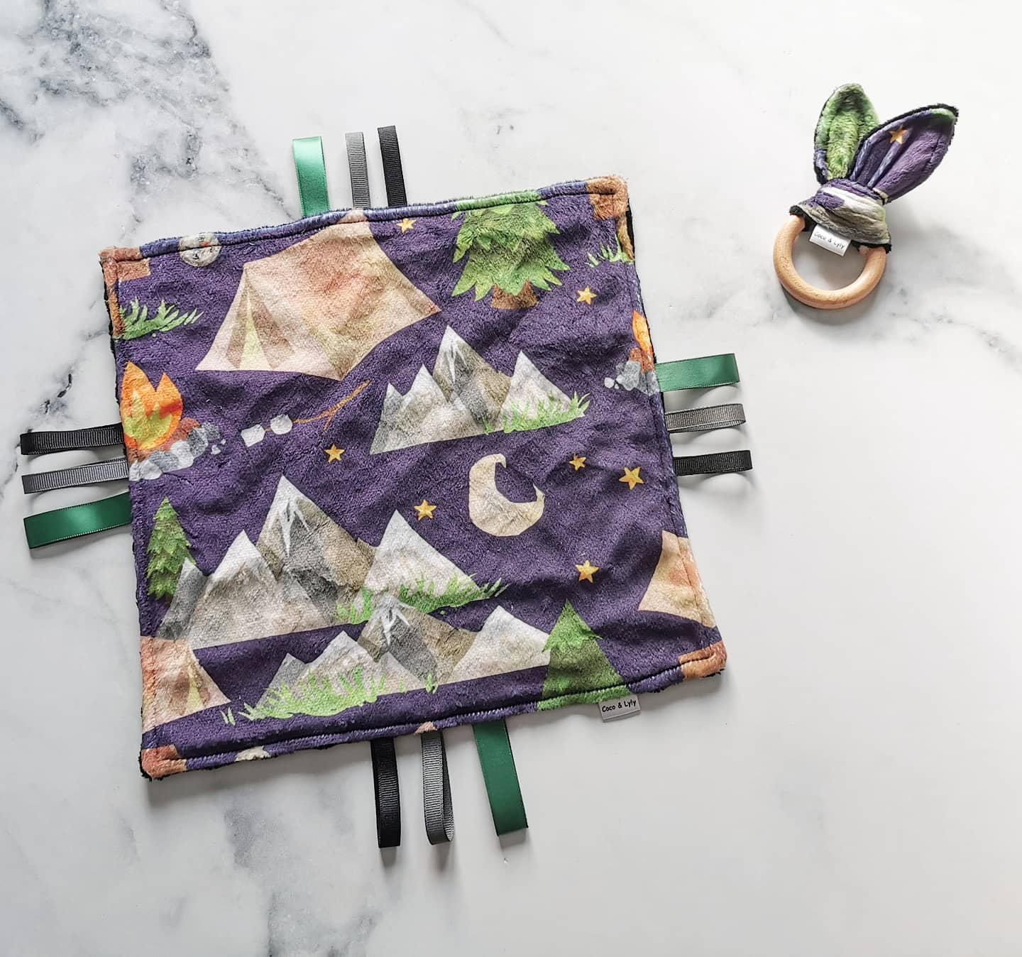 Doudou étiquettes camping de nuit