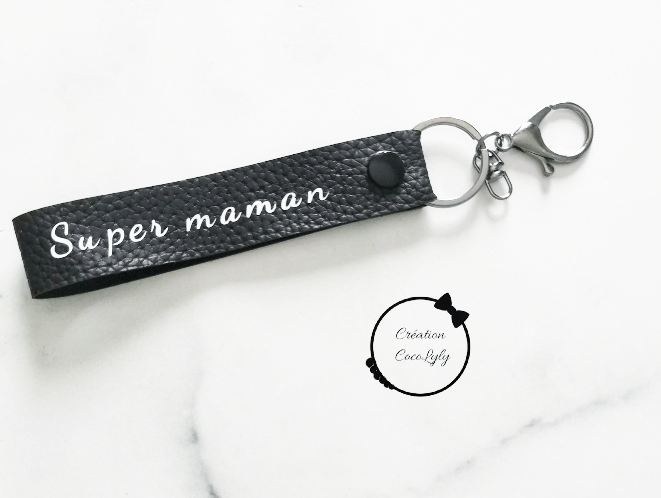 Porte clé en cuirette super maman