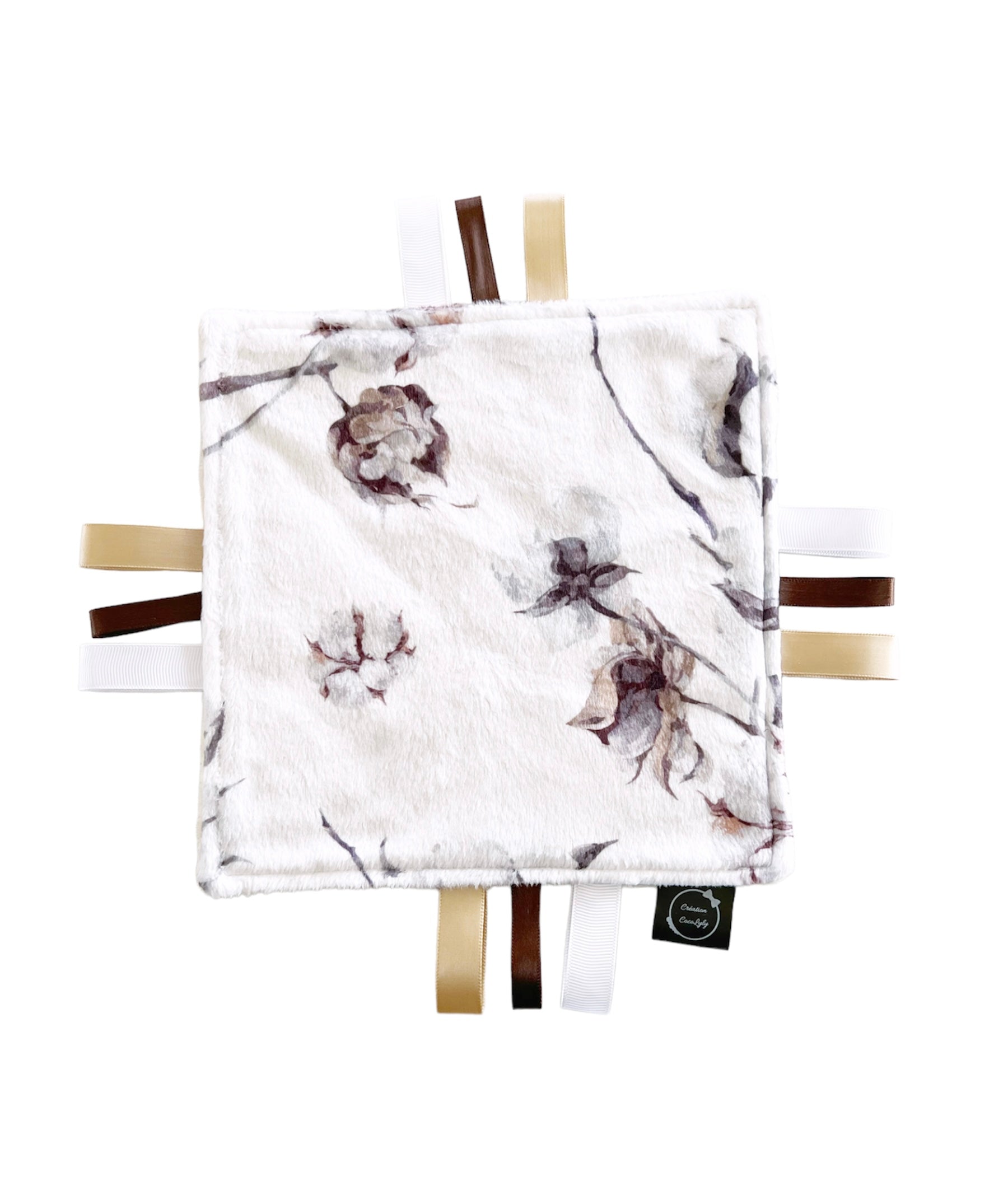 Doudou étiquettes de dentition fleur de coton