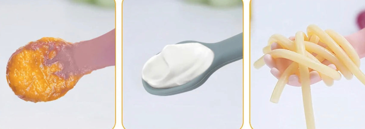 Trio d’ustensiles en silicone DME incluant une cuillère de pré trempage