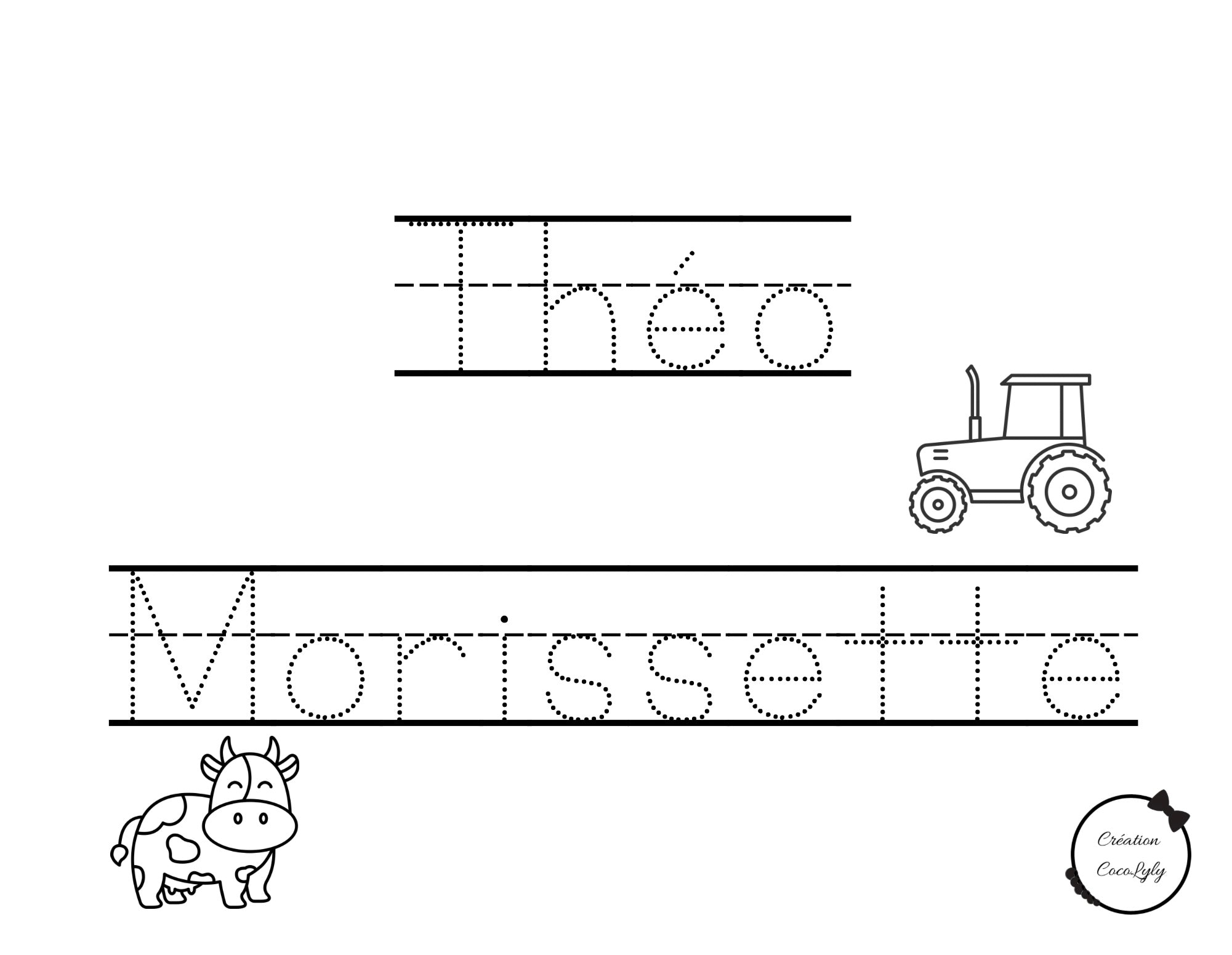 Feuille effaçable éducative et réutilisable trace ton prénom personnalisé agriculture