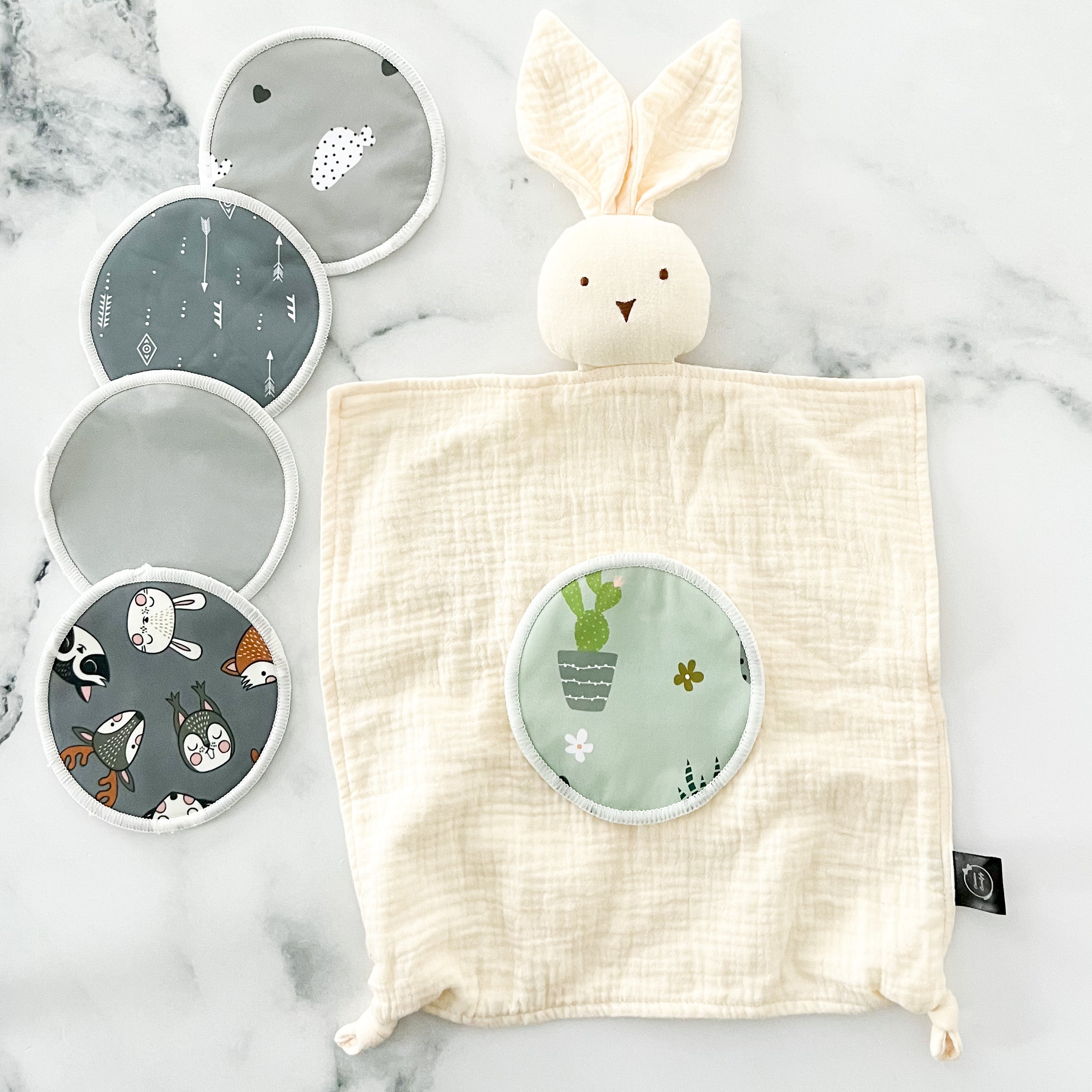 Doudou mousseline lapinou ivoire odeur de maman