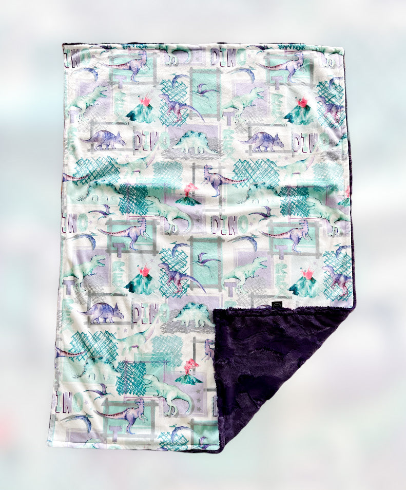 Prêt à partir doudou minky t-rex doublé avec fourrure trop douce