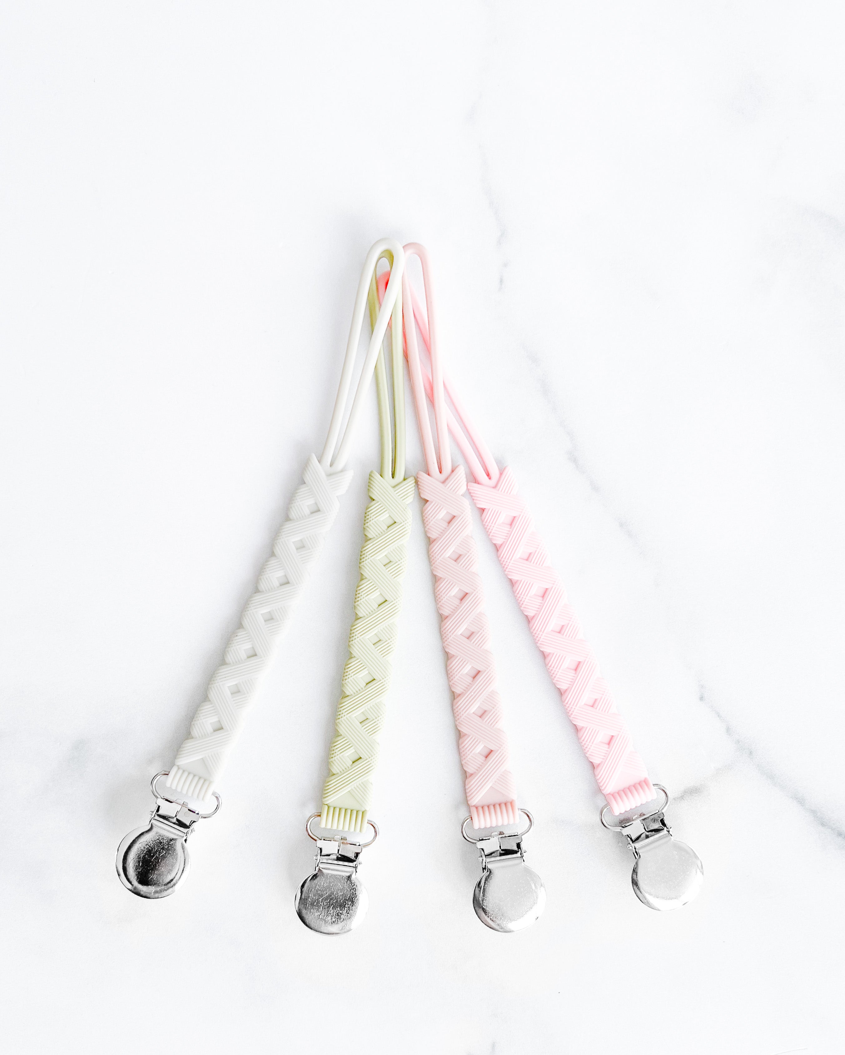 Attache suce tout en silicone style macramé gris